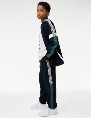 

Boys M&S Collection Cotton Rich Stripe Panel Joggers (6-16 Yrs) - Navy, Navy