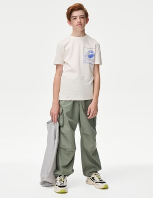 

Boys M&S Collection Pure Cotton Parachute Trousers (6-16 Yrs) - Sage Green, Sage Green