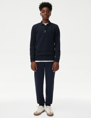 

Boys M&S Collection Cotton Blend Pique Cuffed Trousers (6-16 Yrs) - Navy, Navy