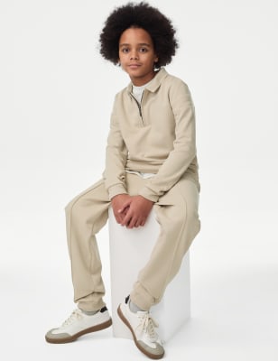 

Boys M&S Collection Cotton Blend Pique Cuffed Trousers (6-16 Yrs) - Stone, Stone