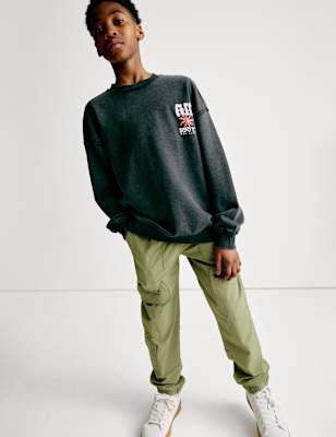 

Boys M&S Collection Elasticated Waist Cargo Trousers (6-16 Yrs), Khaki