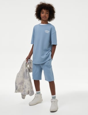 

Boys M&S Collection 2pc Cotton Blend T-Shirt & Short Set (6-16 Yrs) - Light Steel Blue, Light Steel Blue