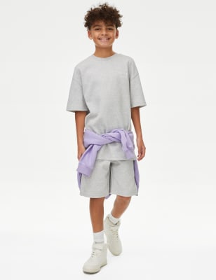 

Boys M&S Collection 2pc Cotton Blend T-Shirt & Short Set (6-16 Yrs) - Grey Marl, Grey Marl