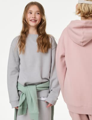 M&S Collection Cotton Rich Sweatshirt (6-16 Yrs) - 10-11 - Indigo, Dark Grey,Indigo