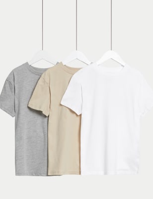 

M&S Collection Pack de 3 camisetas de algodón (6-16 años) - Stone Mix, Stone Mix