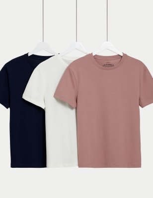 

Boys M&S Collection 3pk Pure Cotton Plain T-Shirts (6-16 Yrs) - Pink Mix, Pink Mix