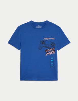 

M&S Collection Camiseta 100% algodón 'Gaming' (6-16 años) - Blue, Blue