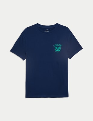 

Boys M&S Collection Pure Cotton Miami Graphic T-Shirt (6-16 Yrs) - Indigo, Indigo