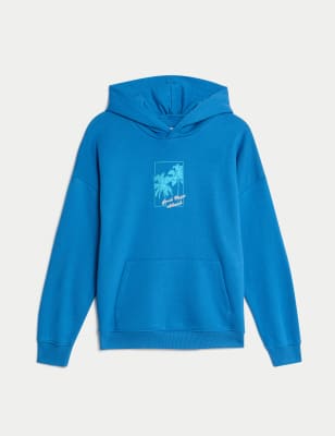 

M&S Collection Hoodie mit hohem Baumwollanteil und Palmengrafik (6-16 J.) - Blue, Blue