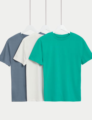 

M&S Collection 3er-Pack T-Shirts aus reiner Baumwolle (6-16 Jahre) - Aqua Mix, Aqua Mix