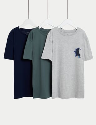 

Boys M&S Collection 3pk Cotton Rich Football & Plain T-Shirts (6-16 Yrs) - Grey Mix, Grey Mix