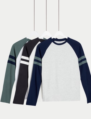 

Boys M&S Collection 3pk Cotton Rich Raglan Tops (6-16 Yrs) - Multi, Multi