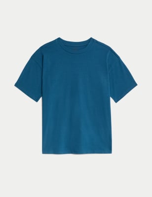 

Boys M&S Collection Pure Cotton Oversized T-shirt (6-16 Yrs) - Light Denim, Light Denim