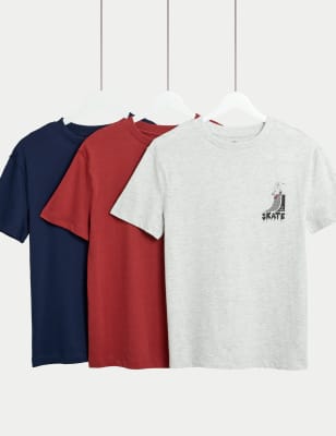 

M&S Collection Pack de 3 camisetas de algodón (6-16 años) - Red Mix, Red Mix