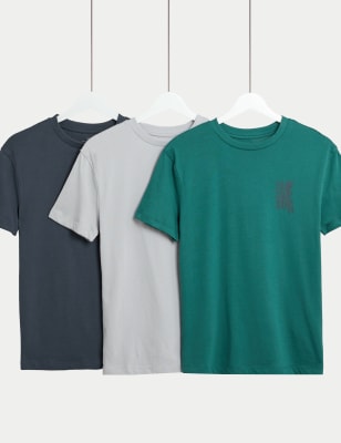 

Boys M&S Collection 3pk Cotton Rich T-Shirts (6-16 Yrs) - Green Mix, Green Mix