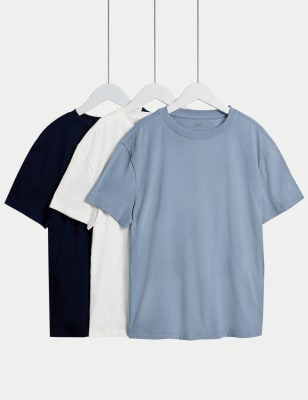 

M&S Collection 3er-Pack T-Shirts aus reiner Baumwolle (6-16 J.) - Blue Mix, Blue Mix