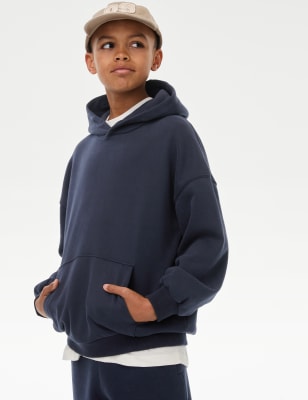 

Boys,Unisex,Girls M&S Collection Cotton Rich Hoodie (6-16 Yrs) - Navy, Navy