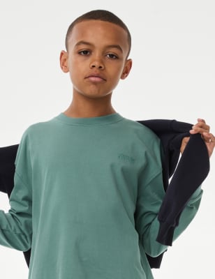 

Boys,Unisex,Girls M&S Collection Pure Cotton Slogan Top (6-16 Yrs) - Green, Green