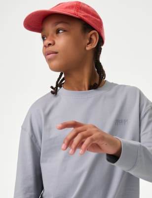 

Boys,Unisex,Girls M&S Collection Pure Cotton Slogan Top (6-16 Yrs) - Light Slate, Light Slate