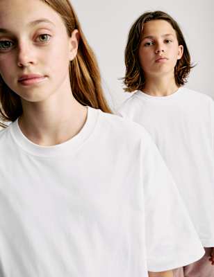 

Boys,Unisex,Girls M&S Collection Pure Cotton Plain T-Shirt (2-16 Yrs) - White, White