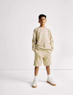 

Boys M&S Collection 2pc Pure Cotton Graphic Sweatshirt and Shorts (2-16 Yrs), Brown