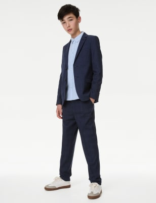 

Boys M&S Collection Mini Me Checked Suit Trousers (2-16 Yrs) - Navy Mix, Navy Mix