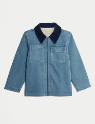 

Boys M&S Collection Denim Borg Lined Jacket (6-16 Yrs) - Steel Blue, Steel Blue