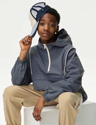 

Boys M&S Collection Utility Hooded Windbreaker (6-16 Yrs), Black Mix