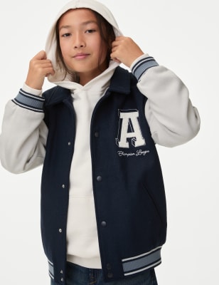 

Boys M&S Collection Varsity Bomber Jacket (6-16 Yrs) - Blue Mix, Blue Mix