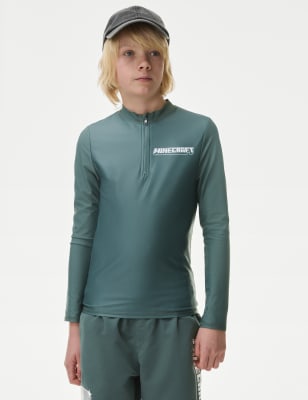 

Boys M&S Collection Minecraft™ Long Sleeve Rash Vest (6-16 Yrs) - Dark Sage, Dark Sage