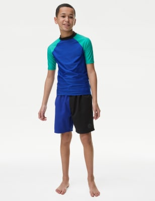

Boys M&S Collection Colour Block Swim Shorts (6-16 Yrs) - Blue Mix, Blue Mix