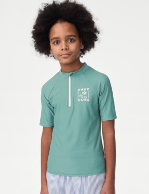 

Boys M&S Collection Quarter Zip Rash Vest (2-16 Yrs) - Green, Green