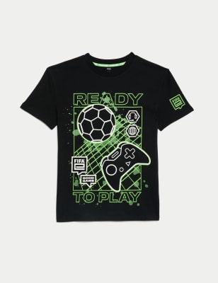 

M&S Collection T-Shirt aus reiner Baumwolle mit FIFA Gaming-Motiv (6-16 Jahre) - Black, Black