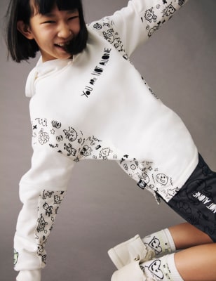 

Boys,Unisex,Girls M&S X THE DOODLE BOY Cotton Rich Slogan Hoodie (6-16 Yrs) - White Mix, White Mix