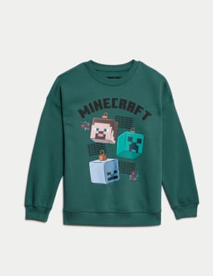 

Boys M&S Collection Cotton Rich Minecraft™ Sweatshirt (6-16 Yrs) - Green, Green