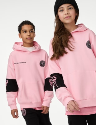 

M&S Collection Hoodie mit hohem Baumwollanteil und Inter Miami™ Fußball-Motiv (6-16 J.) - Pink, Pink