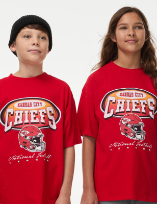 

M&S Collection T-Shirt aus reiner Baumwolle mit Kansas City Chiefs-Motiv (6-16 Jahre) - Red, Red