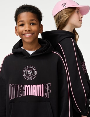 

Boys,Unisex,Girls M&S Collection Cotton Rich Inter Miami Hoodie (2-16 Yrs) - Black, Black