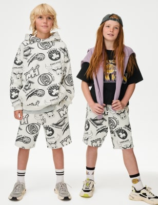 

M&S Collection Shorts mit hohem Baumwollanteil und NBA-Motiv (6-16 J.) - White, White