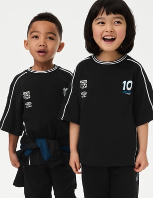 

M&S Collection Gepunktetes T-Shirt aus reiner Baumwolle (2-8 J.) - Black, Black