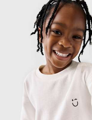 

Boys M&S Collection Pure Cotton Textured T-Shirt (1-7 Yrs), White