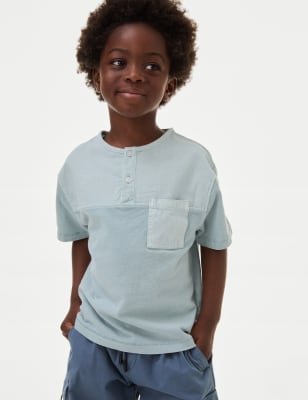 

Boys M&S Collection Cotton Rich Striped Textured T-Shirt (2-8 Yrs) - Blue, Blue