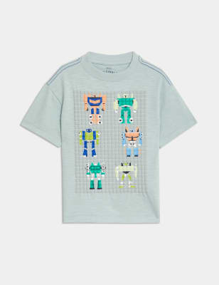 

Boys,Unisex,Girls M&S Collection Pure Cotton Robot Graphic T-Shirt (2-8 Yrs) - Light Blue, Light Blue