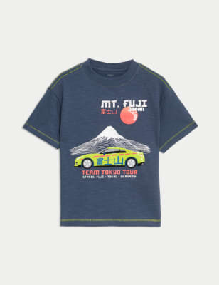 

Boys,Unisex,Girls M&S Collection Pure Cotton Japan Rally Graphic T-Shirt (2-8 Yrs) - Air Force Blue, Air Force Blue