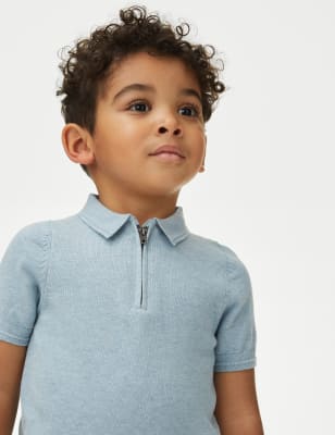 

Boys M&S Collection Pure Cotton Knitted Polo Shirt (2-8 Yrs) - Light Blue, Light Blue