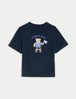 

Boys Pure Cotton Spencer Bear™ Scotland T-Shirt (2-7 Yrs) - Dark Navy, Dark Navy