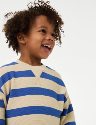 

Boys M&S Collection Cotton Rich Striped Top (1-16 Yrs) - Blue Mix, Blue Mix