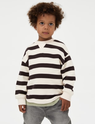 

Boys M&S Collection Cotton Rich Striped Top (1-16 Yrs) - Black Mix, Black Mix