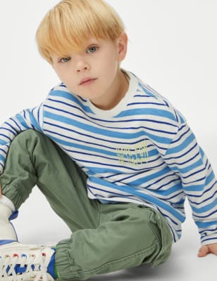 

Boys M&S Collection Pure Cotton Striped Have Fun Be Happy Top (2-8 Yrs) - Blue Mix, Blue Mix