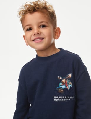 

Boys M&S Collection Cotton Rich Wild Side Top (2-8 Yrs) - Navy Mix, Navy Mix